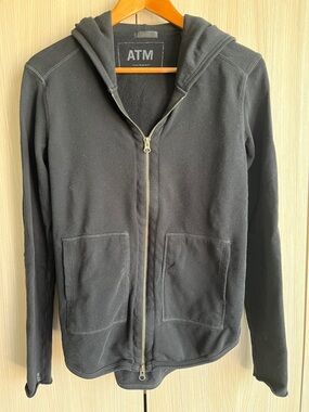 ATM Anthony Thomas Melillo Black Zip-Up Hoodie